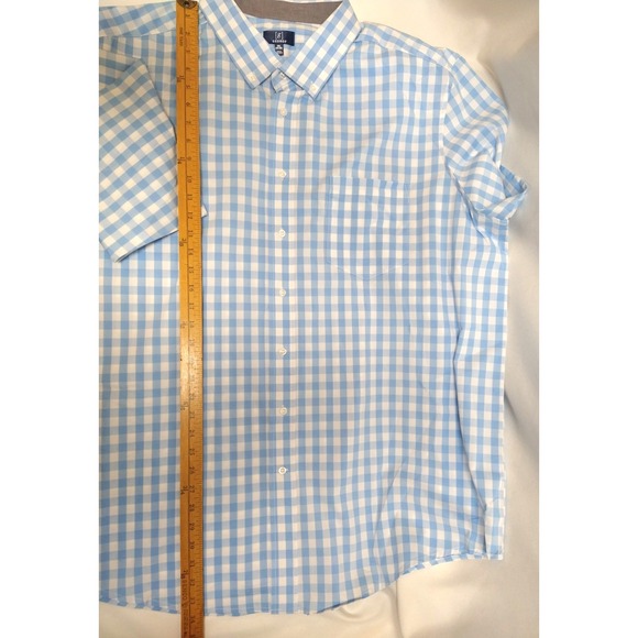 B&T MENS GEORGE LONG SLEEVE, BUTTON UP SHIRT NW/OT 3XL 54-56" BLUE & WHITE PLAID - Picture 5 of 9